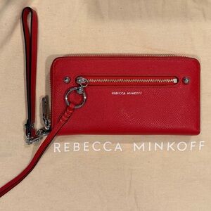 Rebecca Minkoff Red Leather Zip-Around Wristlet
